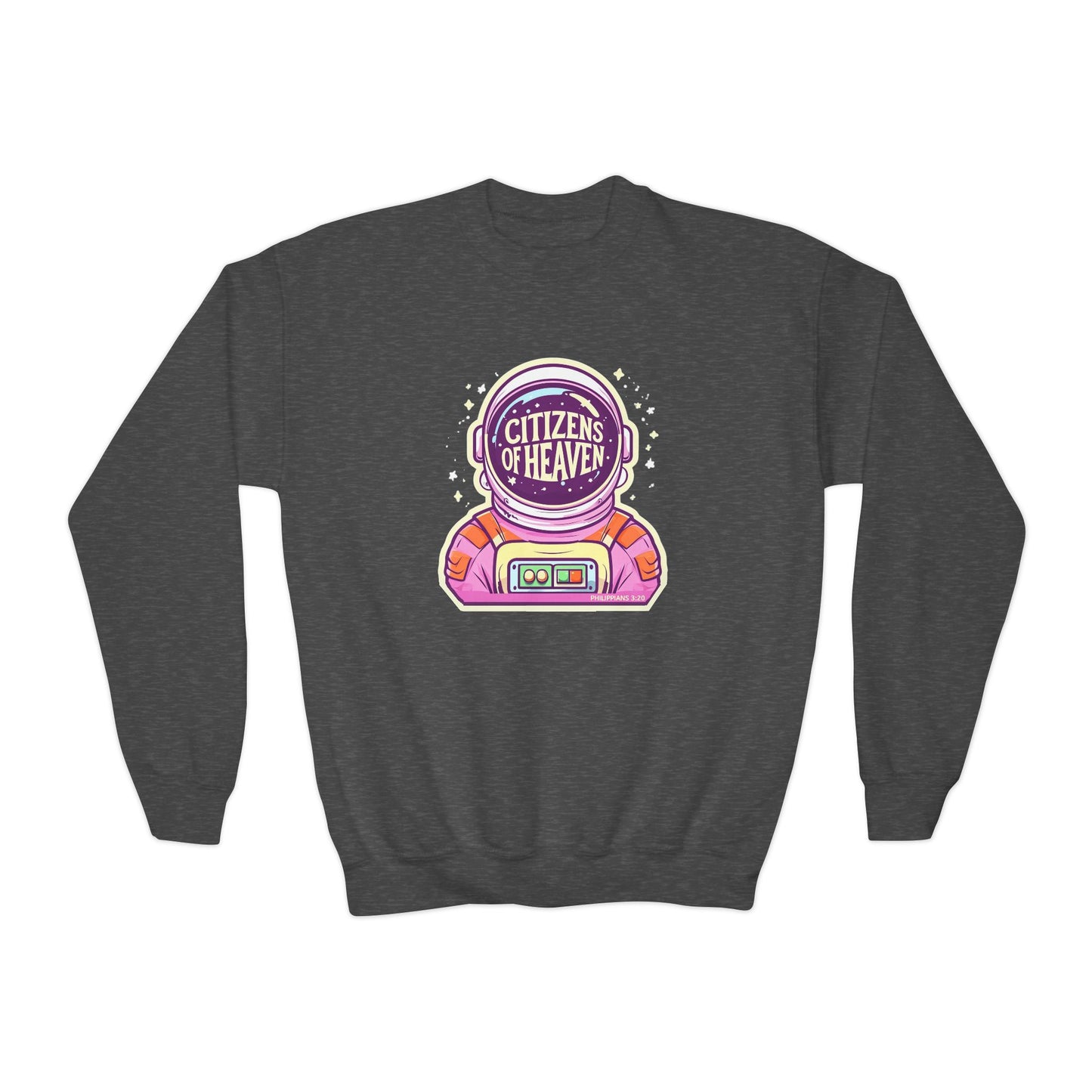 Bold Color Astronaut Youth Crewneck Sweatshirt