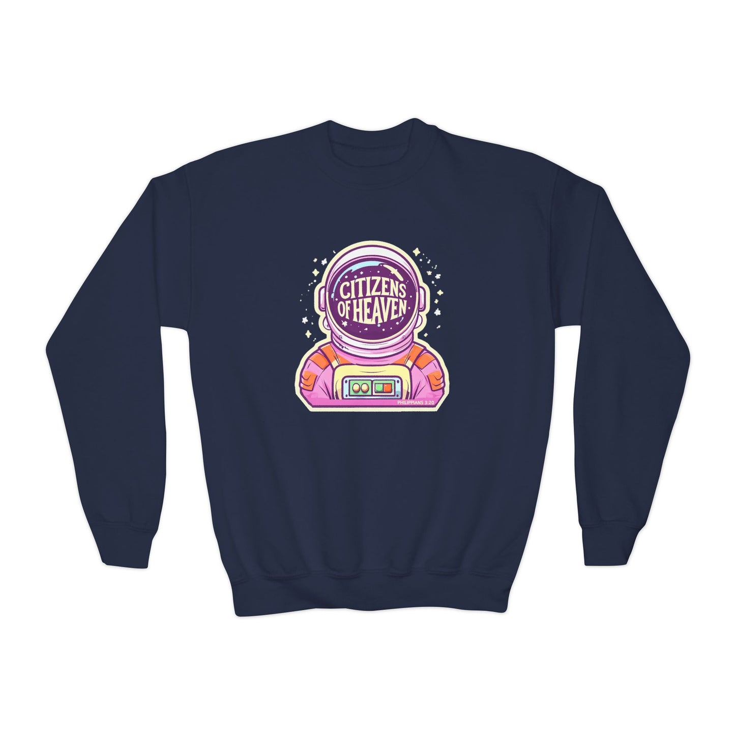 Bold Color Astronaut Youth Crewneck Sweatshirt