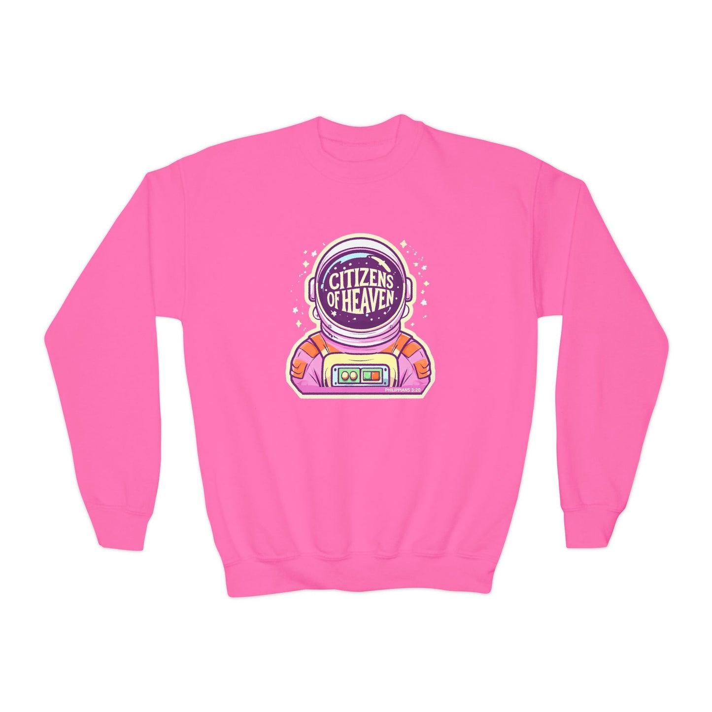 Bold Color Astronaut Youth Crewneck Sweatshirt