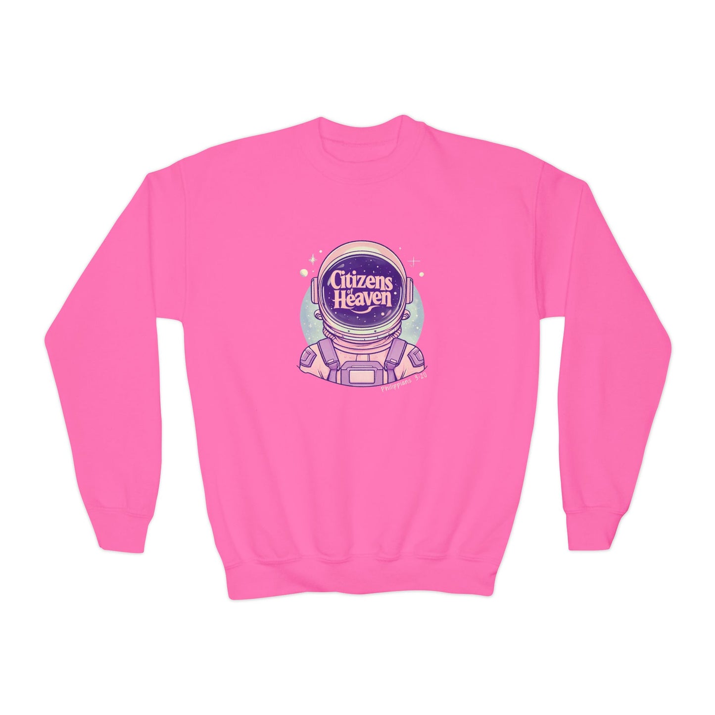 Pink Astronaut Youth Crewneck Sweatshirt
