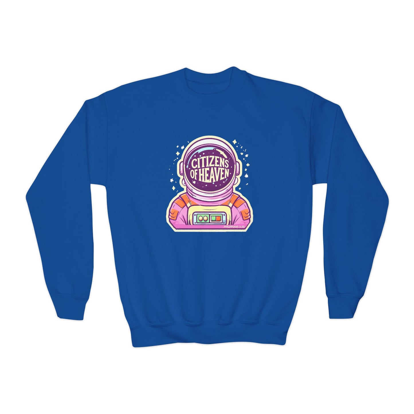 Bold Color Astronaut Youth Crewneck Sweatshirt