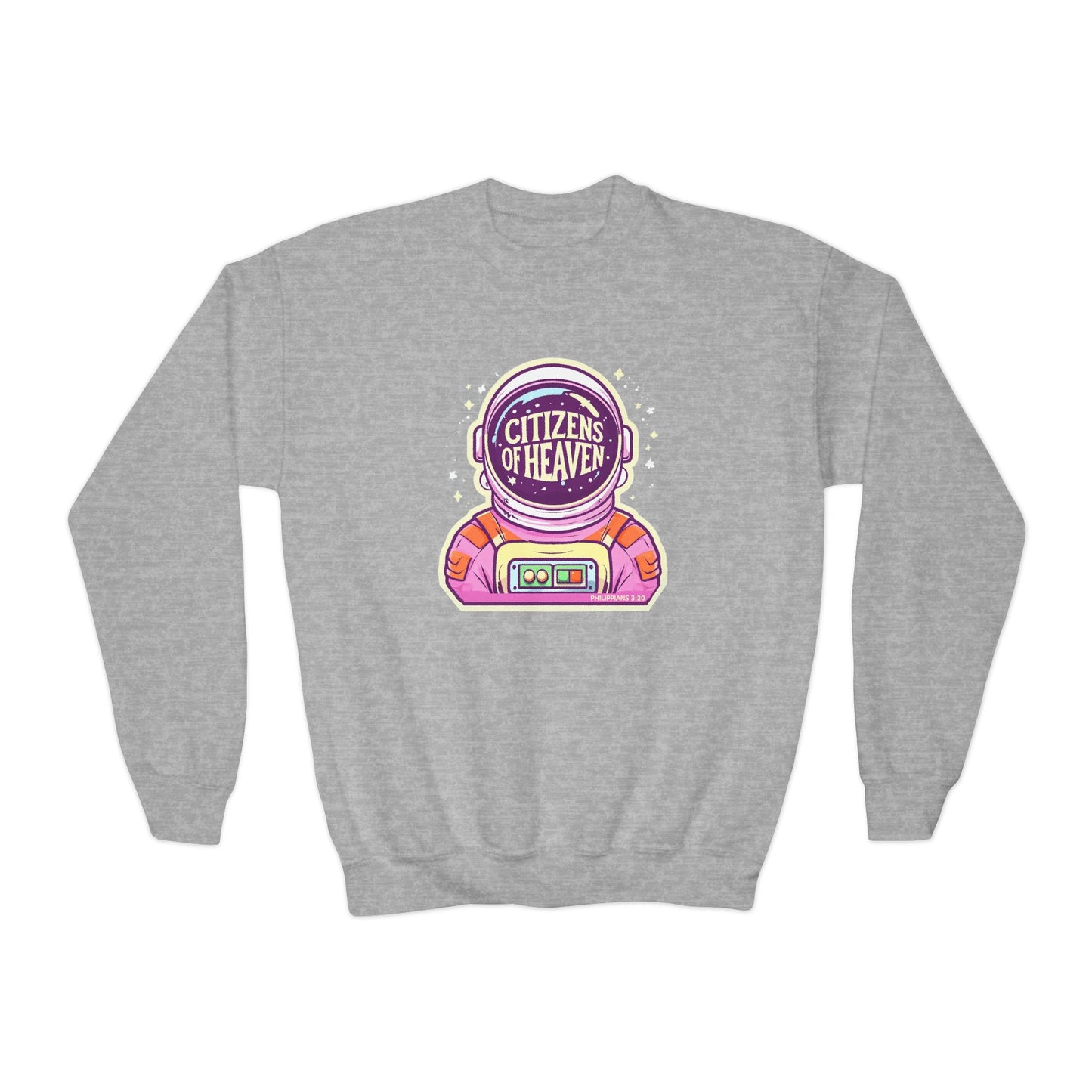 Bold Color Astronaut Youth Crewneck Sweatshirt